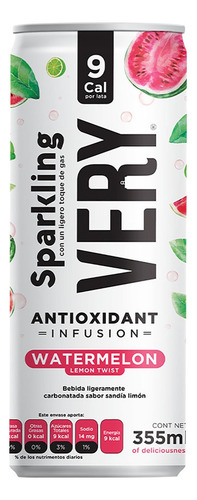 Agua Saborizada con Antioxidantes Sparkling Very Sandía-Limón 355ml