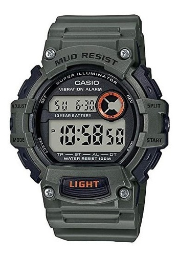 Reloj Casio Hombre Trt-110h-3av Mud Resist 100 Mts Color De La Correa Verde Oscuro Color Del Fondo Gris