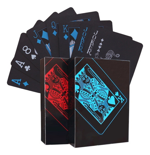 Baraja Poker Black Cartas Plástico Negro Naipes Premium 