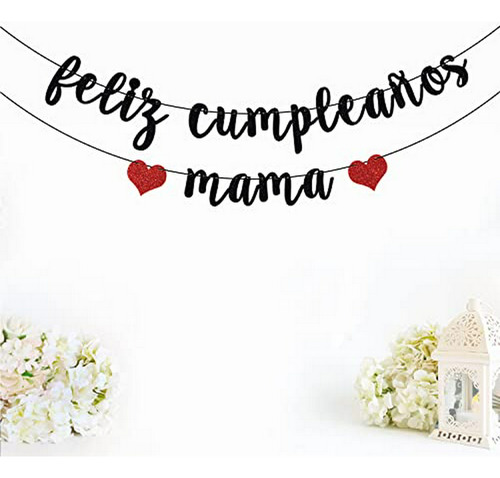 Banner Feliz Cumpleaños Mamá - Decoración Fiesta Brillante