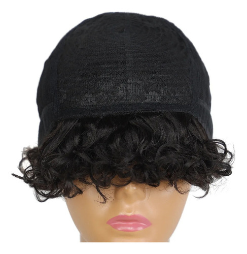 Kly Perúa De Cabello Humano Encaracolado Con Franja Negra