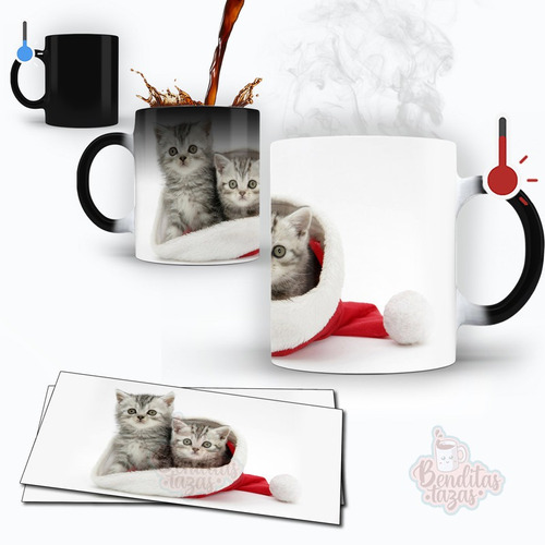 Taza Magica Gatitos Con Gorros De Navidad El Mejor Regalo