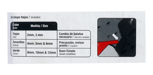 Calibrador De Balatas 8 Hojas Con Medida Urrea 2337 32800624