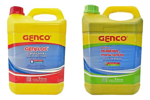 Kit Genco 1 Algicida Manutenção 5lts + 1 Clarificante 5lts