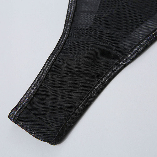Conjunto De Lencería Transparente Sin Espalda Con Malla De E