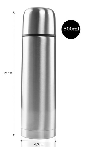 Imagen 4 de 8 de Termo Bala Medio Litro Acero Inoxidable Tapon Matero 500ml