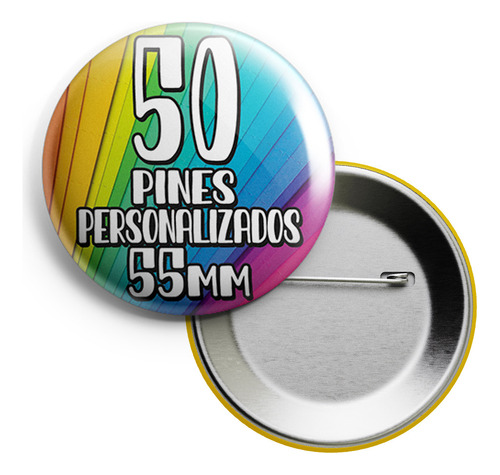 50 Pines Prendedores Personalizados - Pin De Chapa De 55mm