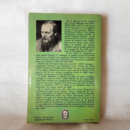 Le Joueur Fiodor Dostoievski Livre De Poche Frances
