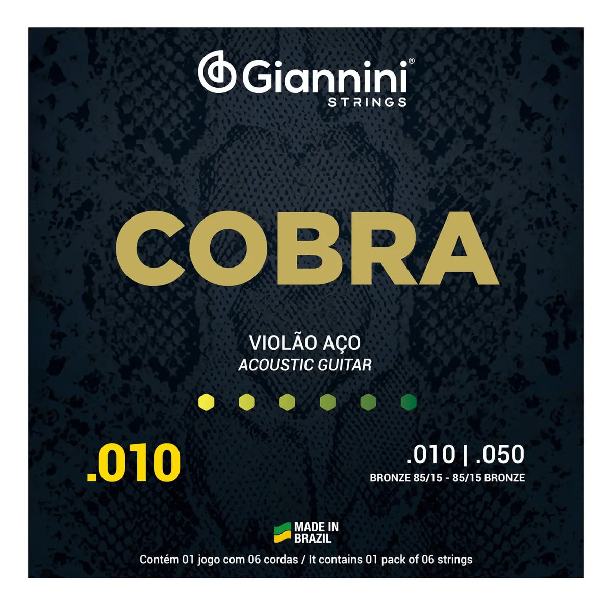 Encordoamento Giannini Cobra 010 P/ Violão Aço
