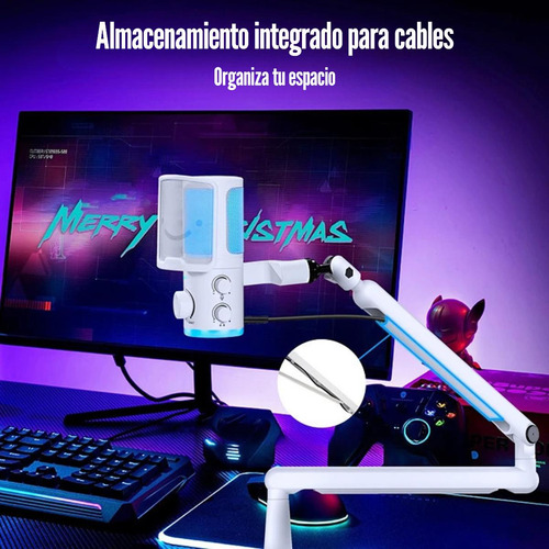 Micrófono Fifine Ampligame Tam6 Rgb Usb (incluye Brazo) Whit