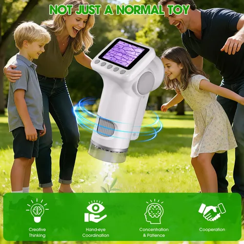 Microscopio Digital Infantil Con Pantalla 4K De 2 Pulgadas – Hasta 1000 Aumentos, Tarjeta De 32 GB Y Funda EVA, Regalo STEM Para Niños De 4 A 12 Años