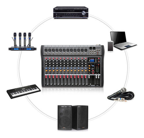 12 Channel Mixing Console Usb Bluetooth Live Studio Audi Ttb