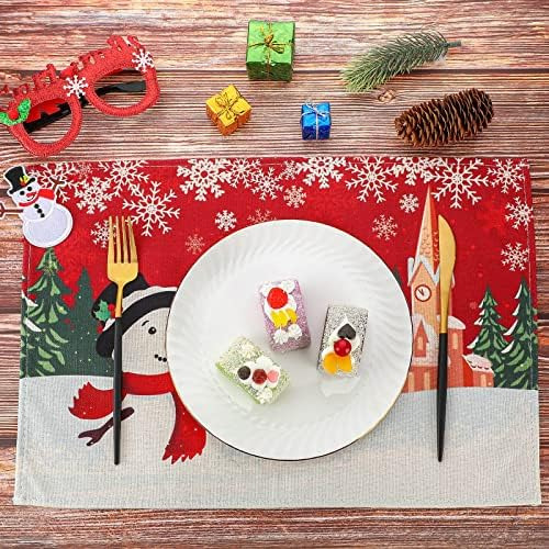 8 Manteles Individuales De Navidad Con Diseño De Muñeco De N