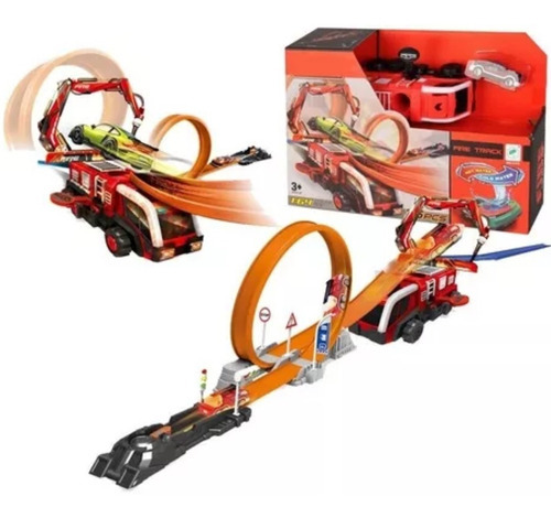 Pista Lanzadora Racing Fire Track Color Bombero