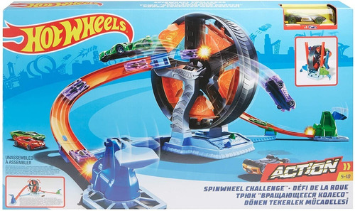 Pista Hot Wheels Percurso Competição Giratória Gjm77 Mattel Cor Azul