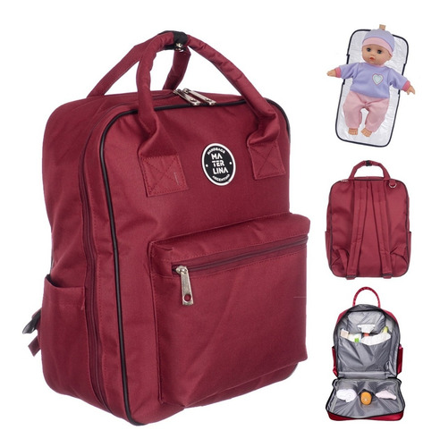 Bolso Mochila Maternal Premium Con Cambiador Materlina