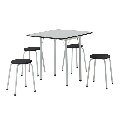 Conjunto De Mesa Com 4 Bancos Nádia Branco E Preto