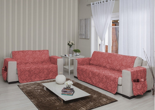 Funda protectora de sofá de tela de cristal jacquard de 2 y 3 plazas, color rojo