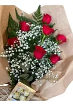 Comprar Ramo 6 Rosas Naturales Y Caja 4 Bombones - Envíos Domicilio 