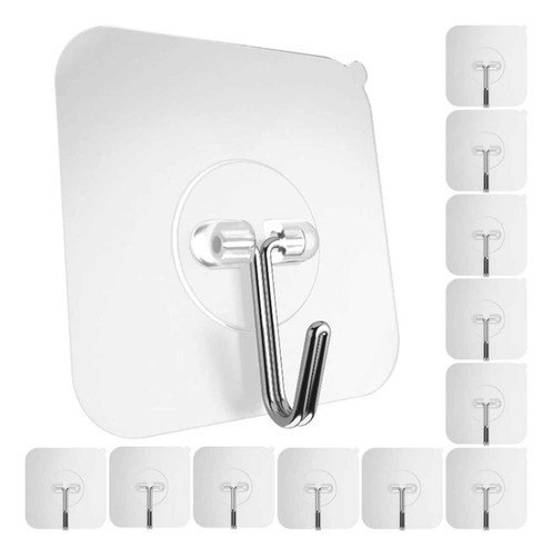 Gancho Inox Adesivo Alta Aderência Suporte Kit C/ 12und