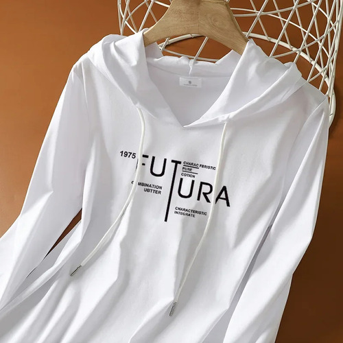 Sudadera Con Capucha De Manga Larga De Algodón Para Mujer