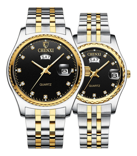 Reloj De Pareja Chenxi Diamond Calendar, 2 Piezas