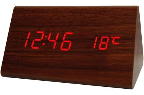 Reloj Despertador Tipo Madera Led Triangular Moderno  Ak81