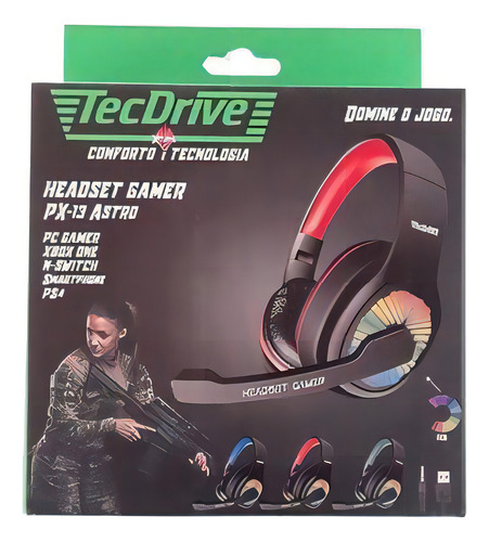 Fone De Ouvido Headset Gamer Px-13 Astro Tecdrive Jogo Cor Cinza-escuro Cor da luz Verde-escuro