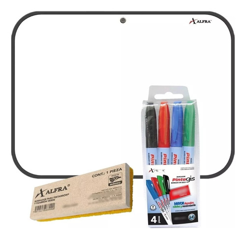 Kit Tablero Alfra Blanco 30 X 40 + Marcadores + Borrador