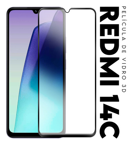 Película De Vidro Ful 3d Compatível Para Xiaomi Redmi 14c