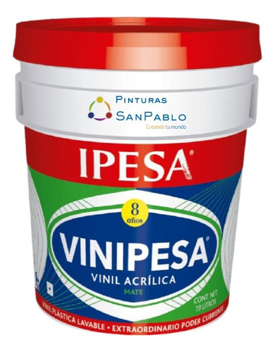 Ipesa Vinipesa 8 Años 19l. Vinilica Lavable Mejor Que Comex Color 308 Naranja