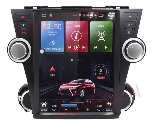 Android Setereo Para Toyota Highlander 2009-2012 Tesla Style