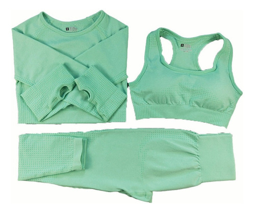 Anriy Ropa De Yoga Deportiva Verde De Tres Piezas