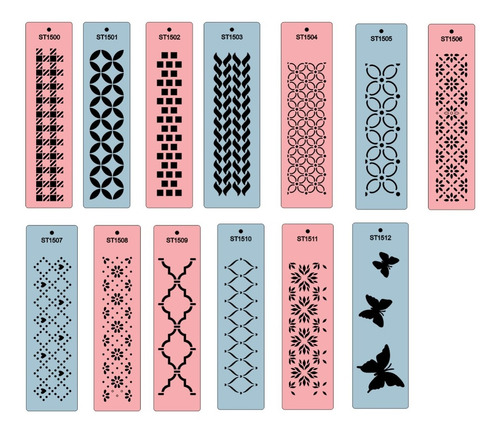 Imagen 1 de 6 de Pack 13 Stencils Decorativos Mini Tramas Originales