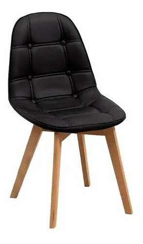 Imagen 2 de 4 de Silla de comedor Tienda El Garage Eames Capitone, tapizado negro, 6 unidades