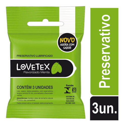 Preservativo Lovetex Menta C/ 3 Camisinhas