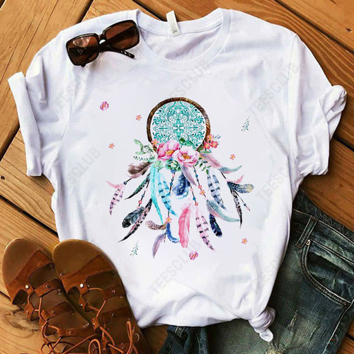 Camiseta De Mujer Con Cuello Redondo Y Manga Corta Con Estam