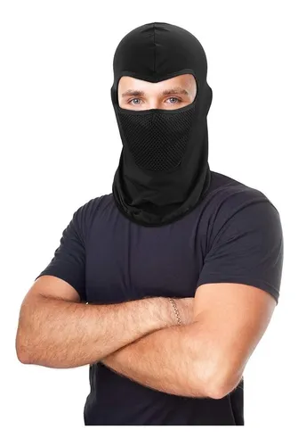 Pasamontaña Balaclava Capucha Mascara Moto Deporte Invierno Color Negro Diseño De La Tela Lisa Talle Único