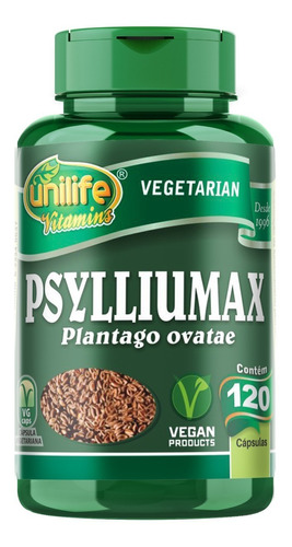 Psylliumax Psyllium Plantago Ovatae Unilife 120 Cápsulas