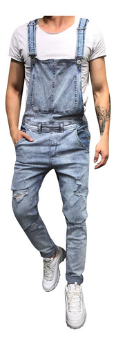 Mono Tipo F Pants Con Babero Lavado Para Hombre, Casual, Ras