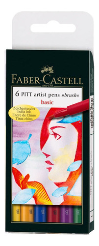 Caneta Hidrográfica Pitt Faber Castell Brush C/06 Cor da tinta Amarelo Cor do exterior Preto