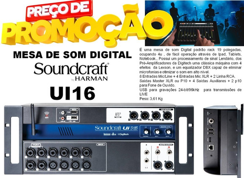 Mesa Som Digital Soundcraft Ui16 Profissional Igreja Estúdio