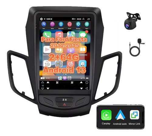 9.7 Autoestéreo 2+64g Carplay Gps Para Ford Fiesta 2012-2015