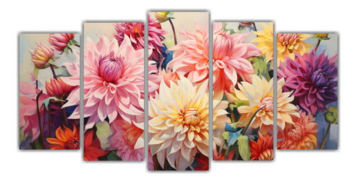 200x100cm Cuadros Colores Dahlias Flores Pintura Abstracta A