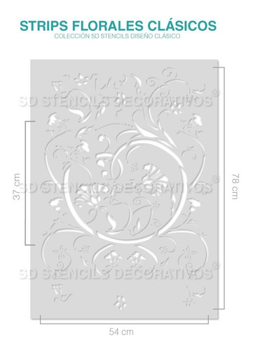 Imagen 4 de 4 de Stencil Strips Florales C Plantilla Decorativa Para Pintar