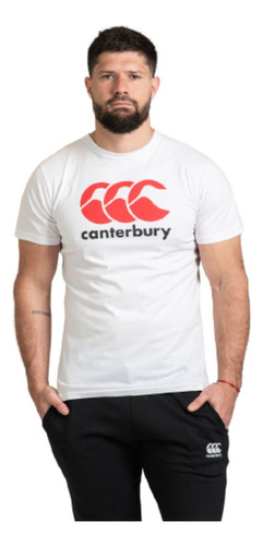 Remera Manga Corta Hombre Canterbury Logo Blanco