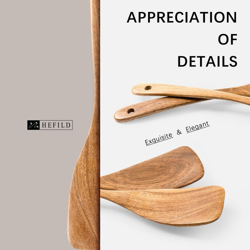Hefild 2pcs Espátula De Madera Curva Para Cocinar, Tornero D
