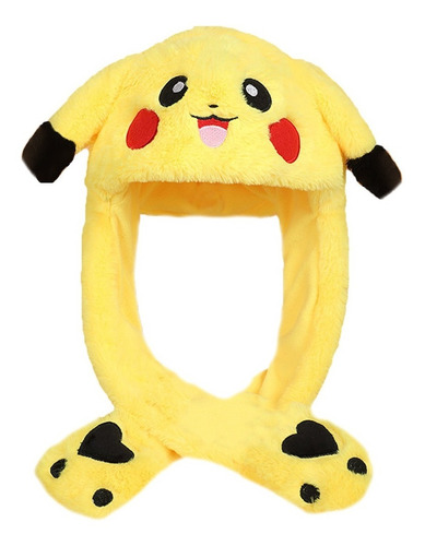 Gorro Pikachu Con Orejas Móviles De Conejo/luz Led Divertido Color Amarillo