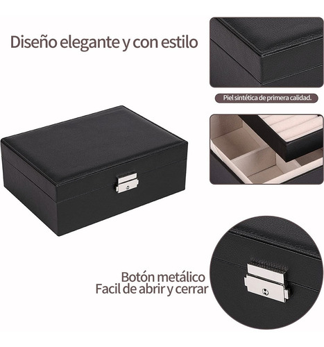 Imagen 3 de 7 de Joyero 2 Niveles, Caja De Joya Doble Capa Organizador Joyas