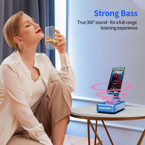 Jteman Soporte Para Teléfono Con Altavoz Bluetooth Inalámbri